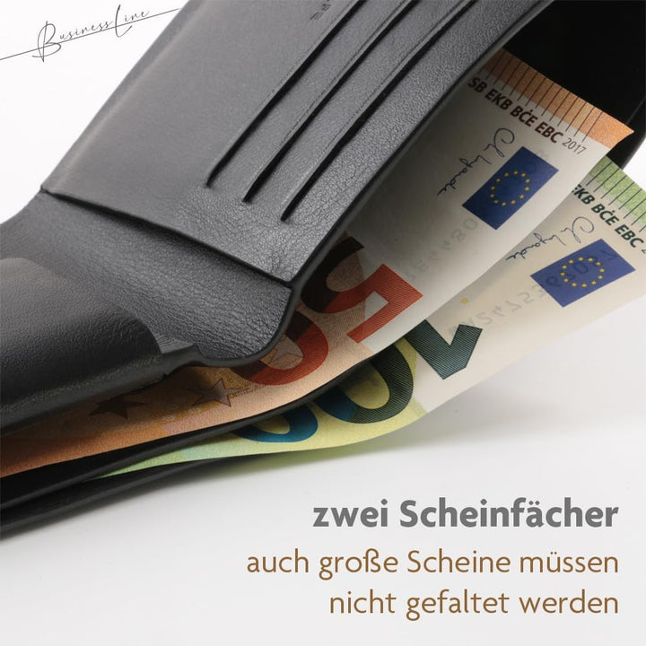 Fa.Volmer ® Hochwertige Herren Geldbörse aus Leder ‒ Ohne Futter, nur Leder ‒ Nahtlos ‒ Abgerundete