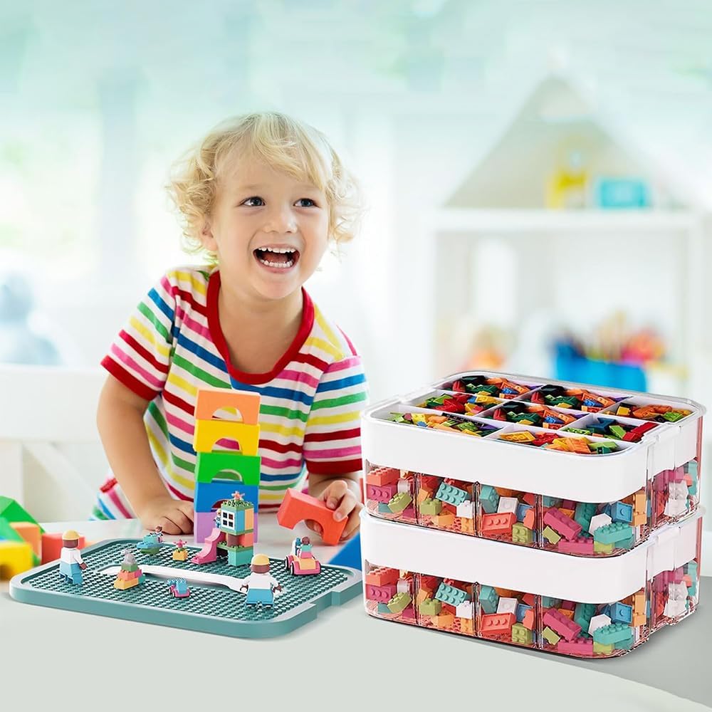 Aufbewahrungsbox für Lego Bausteine,Kisten Spielzeug Aufbewahrung mit Deckel,Sortierboxen Kleinteile