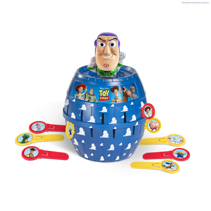 TOMY Pop Up Buzz Lightyear Spiel, Toy Story Kinder-Actionspiel, Lustiges Steckspiel mit Stäbchen, Di