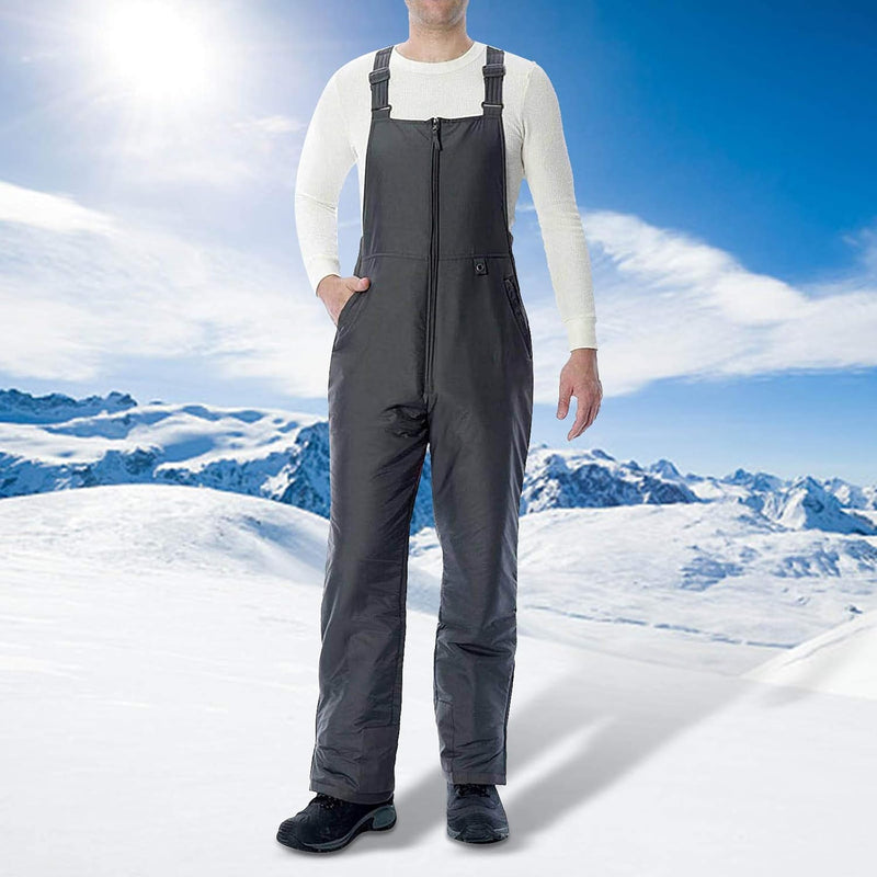 Herren Wasserdicht Ski Latzhose Fleece Gefüttert Isolierte Snowboardhose Winddicht Atmungsaktiv Wint