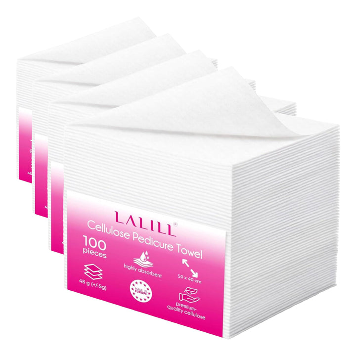 LALILL Einweghandtücher für Pediküre 100 Stück - Handtücher Set Weiss aus Zellulose für Pediküre-Beh
