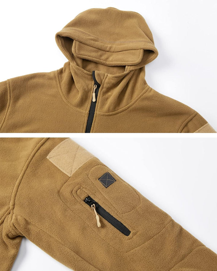 CARWORNIC Herren Taktische Fleecejacke Warme Kapuzen Winterjacke Militär Sportlich Jacke Outdoor Jag