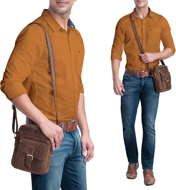 ROYALZ "Knoxville kleine Ledertasche Herren Vintage Männer Umhängetasche Mini Messenger Bag Schulter