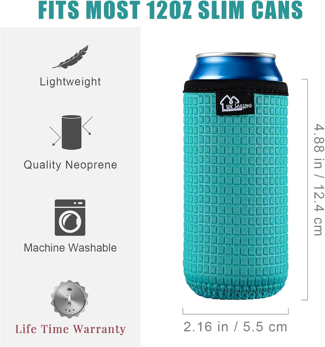 WK IEASON 12oz Slim Can Sleeves Insulators Neoprene Slim Can Covers 12OZ Beer Bottle Sleeves Coolers