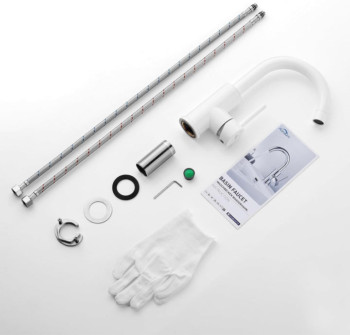 Auralum Wasserhahn Bad mit 60CM Schlauchs, 360° Drehbar Waschtischarmatur, Mischbatterie Einhebelmis