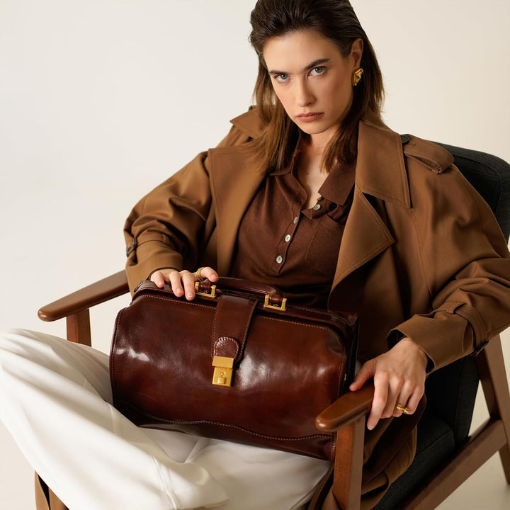Time Resistance Leder Arzttasche - Arztkoffer - Doktortasche - Aus 100% Echtleder - Aktentasche für