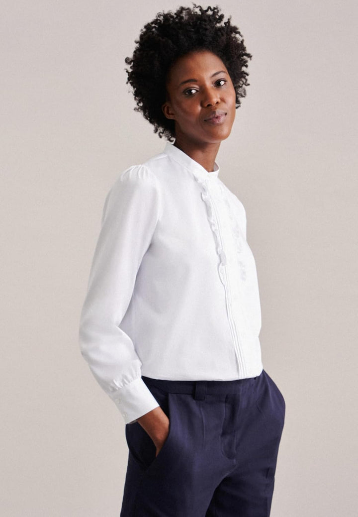 Seidensticker Damen Regular Fit Langarm Bluse 34 Weiss, 34 Wei&#xDF;