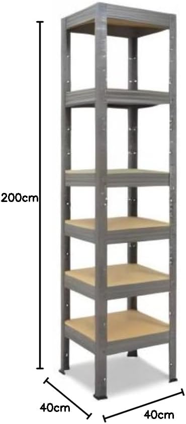 shelfplaza® 200x40x40cm Profi Schwerlastregal grau/Metallregal mit 6 Böden à 166kg Tragkraft/Kellerr