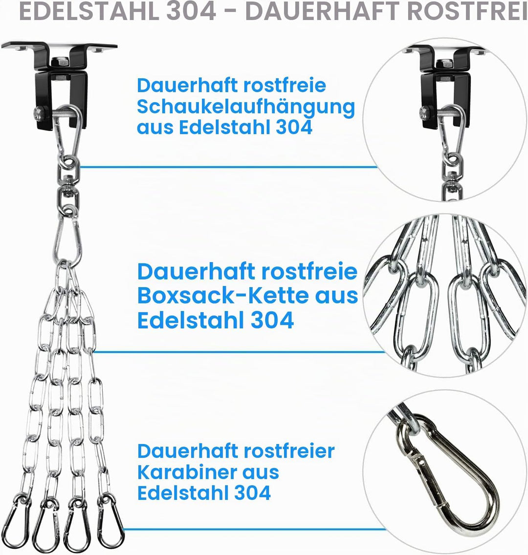 Yes4All Premium 4-Punkt Stahlkette für Boxsäcke und Deckenhaken Aufhängung - 360° Rotation - Boxsack