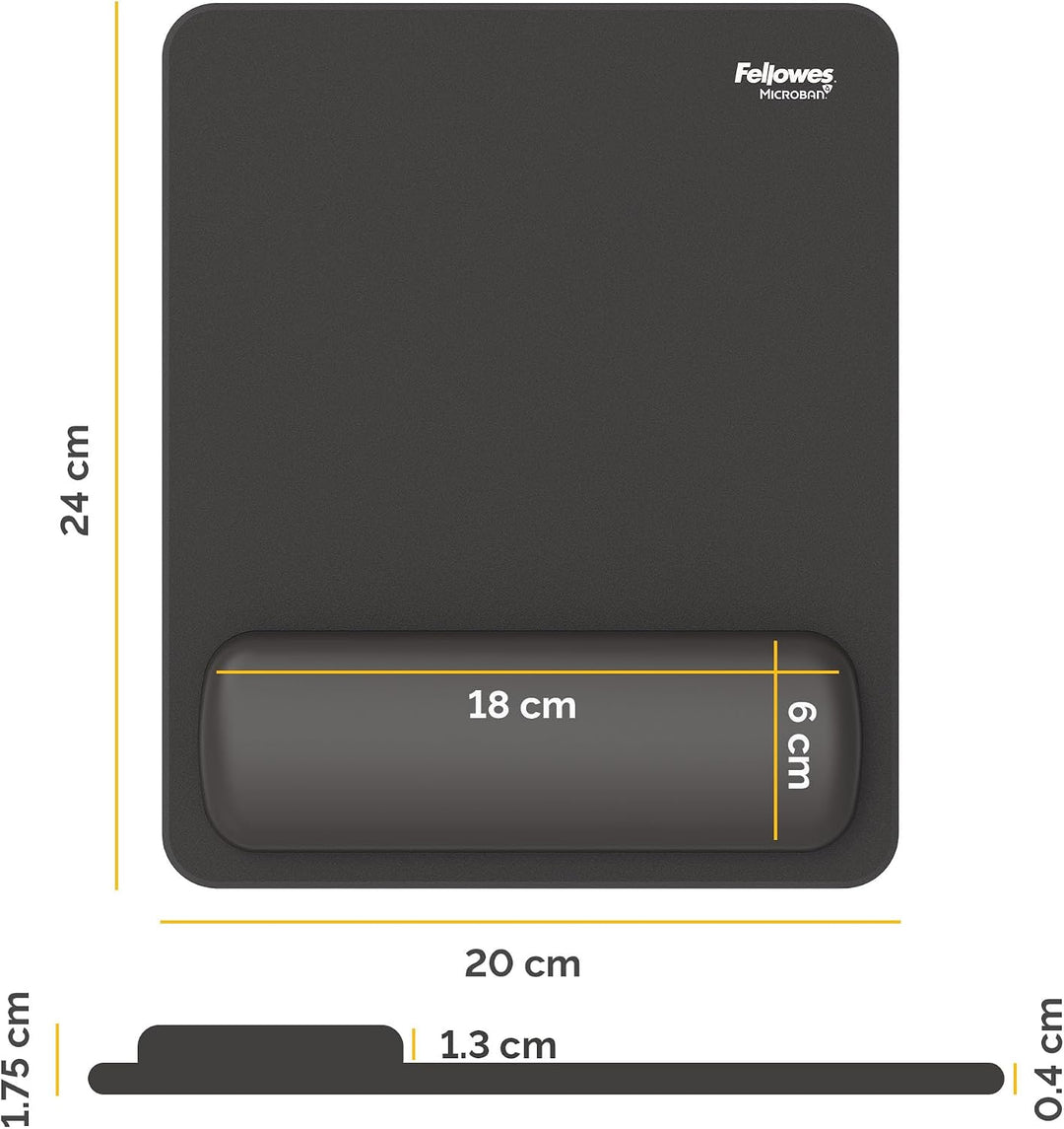 Fellowes Breyta Mauspad mit Handgelenkauflage – Schwarz, ergonomisches Mauspad mit HEX Cushion Techn