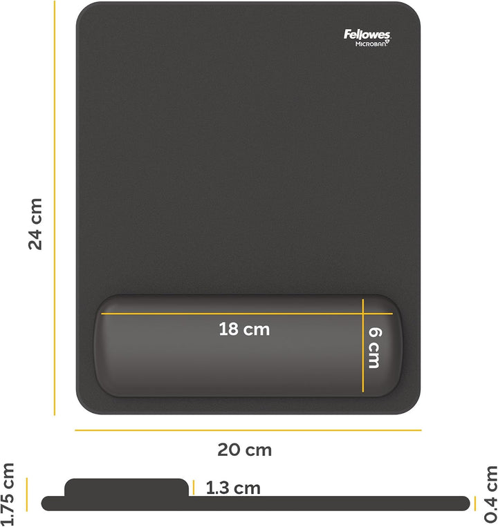Fellowes Breyta Mauspad mit Handgelenkauflage – Schwarz, ergonomisches Mauspad mit HEX Cushion Techn