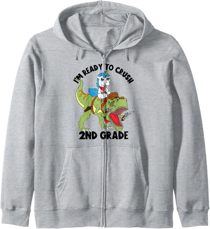 Ready to Crush 2nd Grade Kids Boys Dinosaurier Back To School Kapuzenjacke