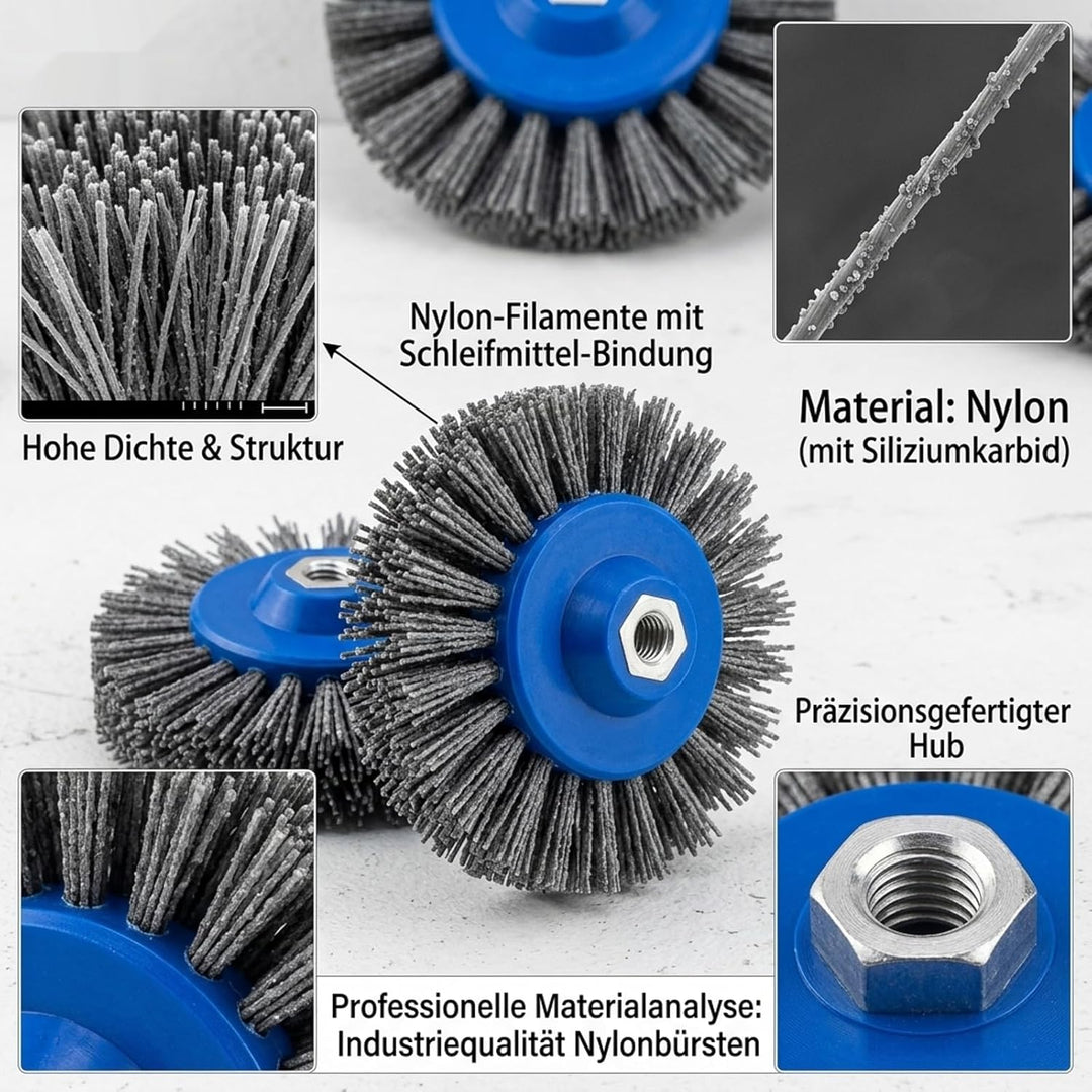 Schleifbürste Körnung 150mm M14 #80, Nylonbürste für Winkelschleifer, Polierscheibe Bürste Borstenbü