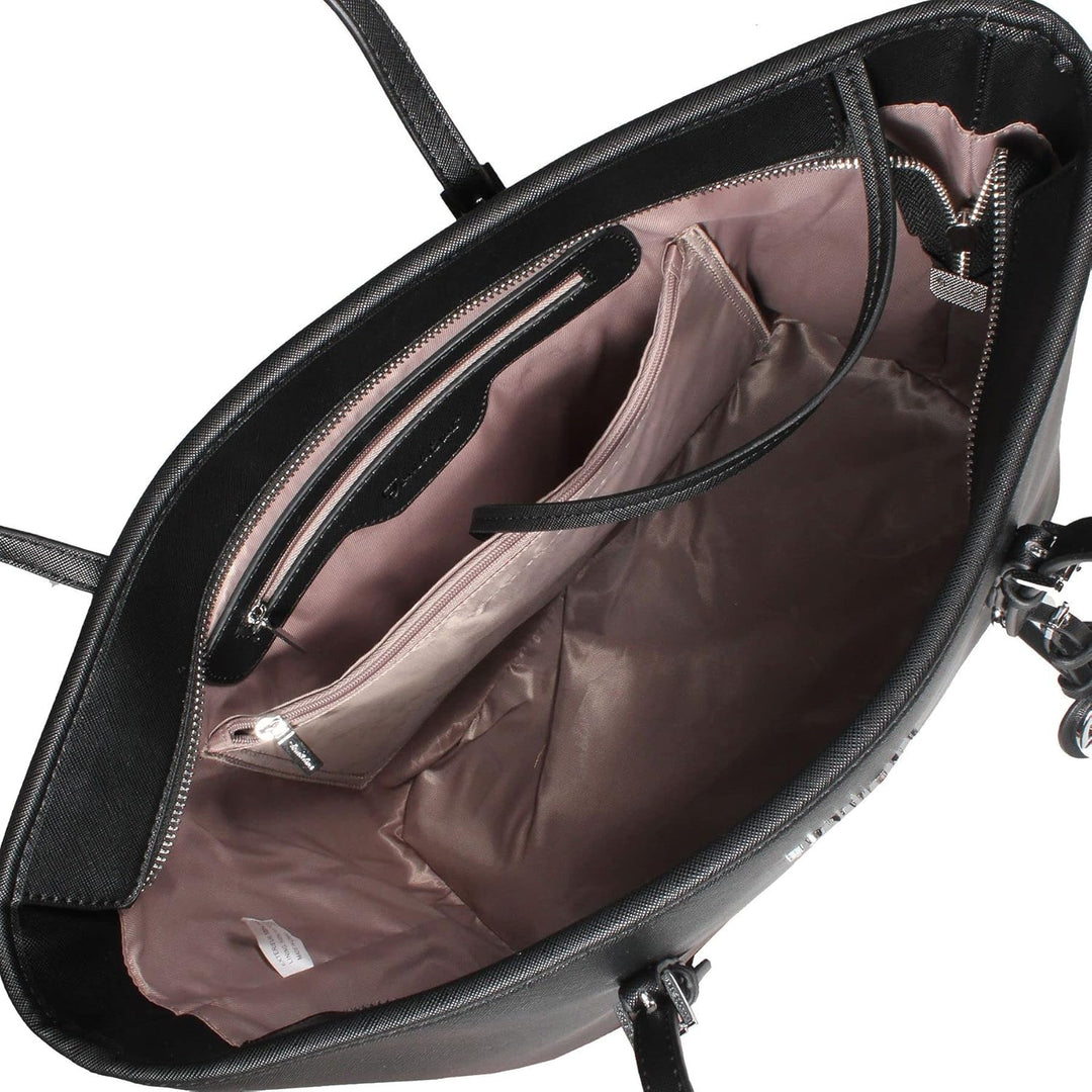 Tom & Eva TE-Jet Set Tasche Damen Shopper Schultertasche Schwarz Gross Kunstleder Saffiano-Prägung H