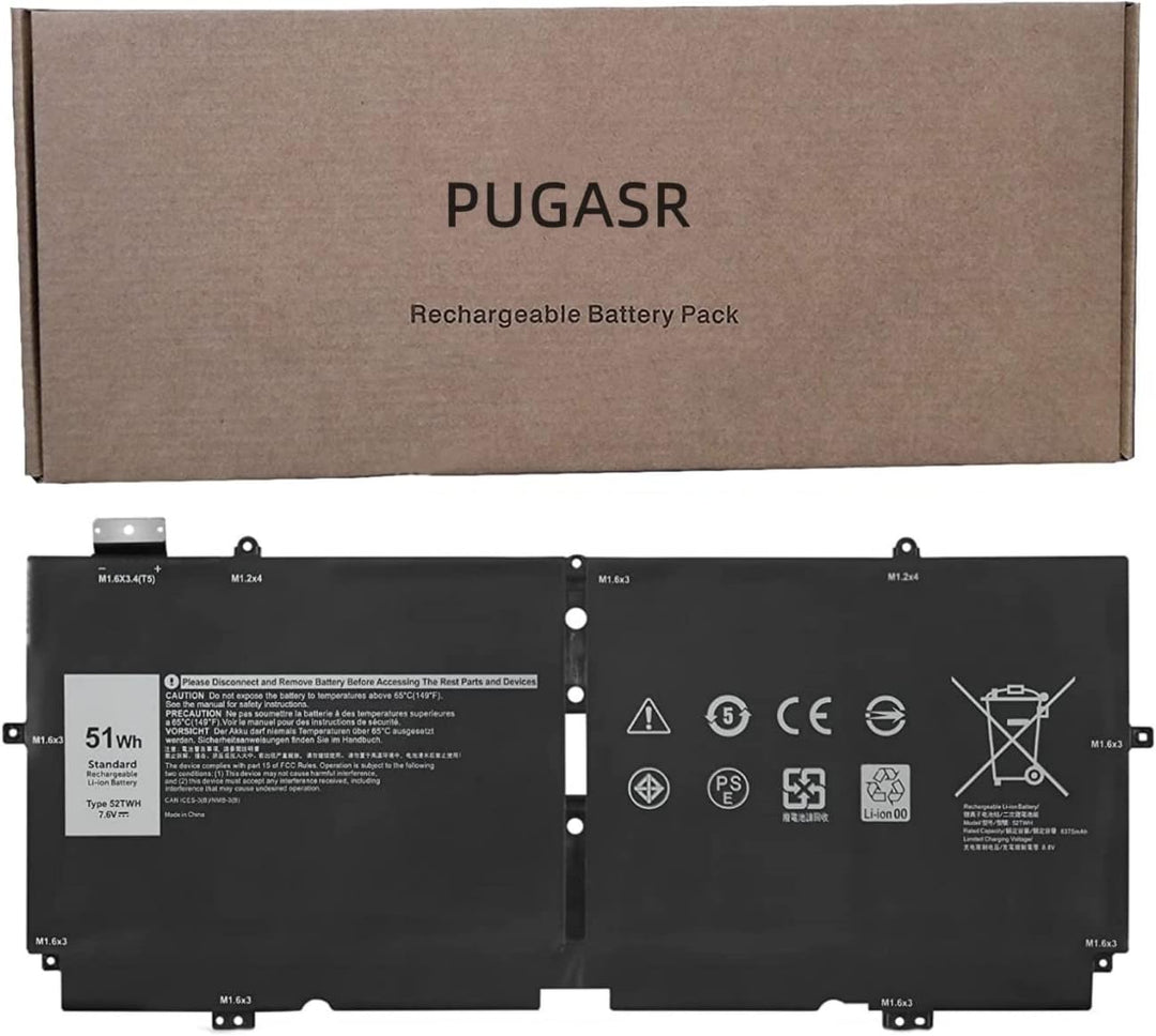 PUGASR 52TWH Laptop Akku Kompatibel mit Dell XPS 13 7390 2-in-1 P103G P103G001 P103G002 Series Noteb