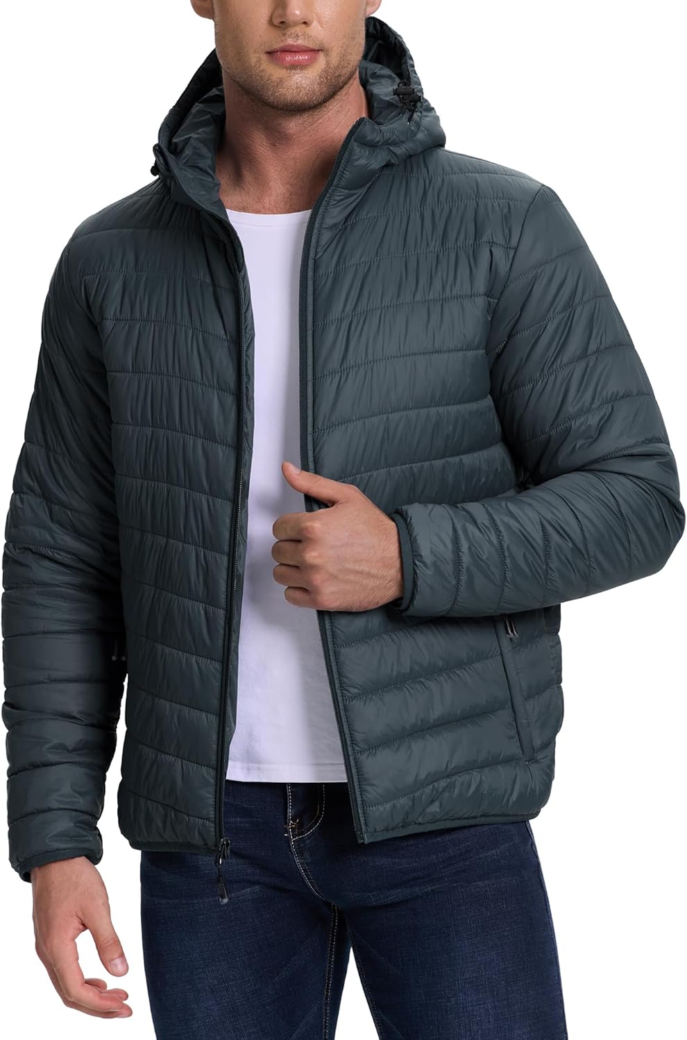 33,000ft Herren Leichte Steppjacke Outdoor Wasserbeständige Übergangsjacke Warme Winterjacke für Män