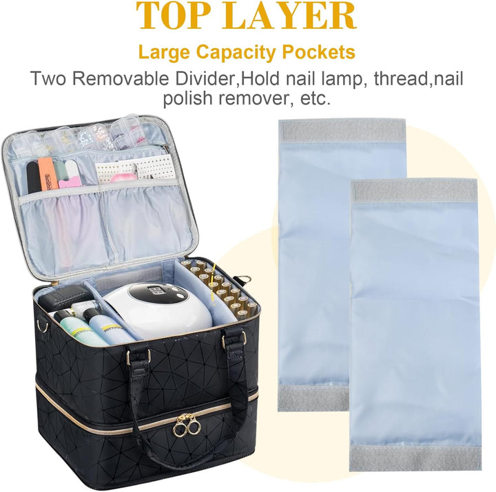 Nagellack Aufbewahrung, Tasche Organizer Gross für 84 Nagellack, Kosmetiktasche für Nageldesign Zube