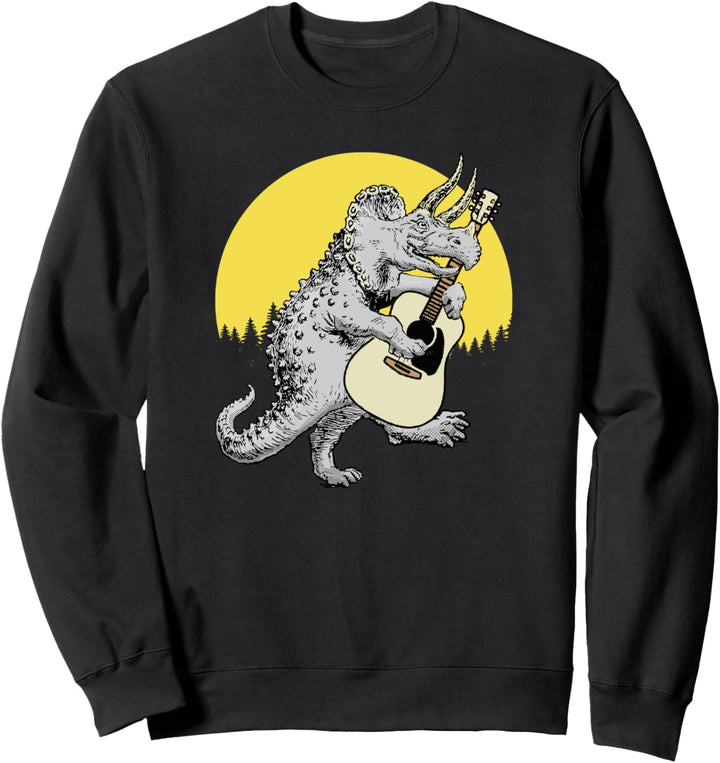Guitarsaurus! Funny Triceratops Dinosaur Playing Guitar Sweatshirt