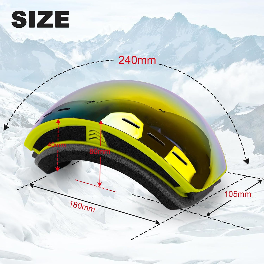 Trusiel Skibrille, Skibrille Damen Herren Anti-Fog Ski brille OTG, Skibrille für Brillenträger, 400