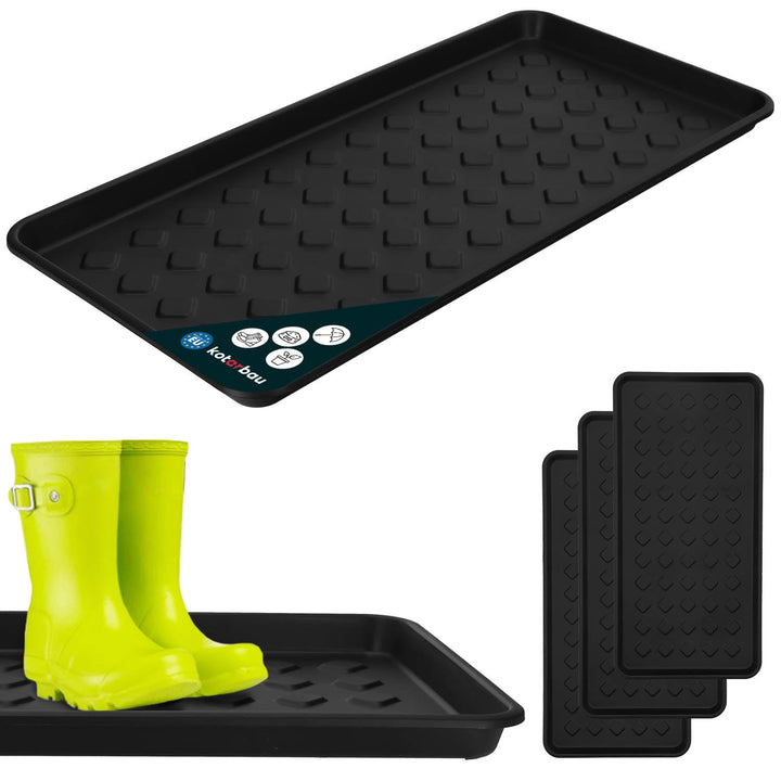 KOTARBAU® 3er Set Schuhabtropfschale schmal Schwarz 72 x 35 cm Schuhablage Schuhabtropfschale für de