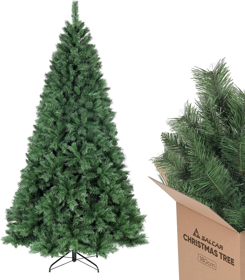 SALCAR Weihnachtsbaum Künstlich 180 cm, Künstlicher Tannenbaum mit Handschuhen und Metallständer, We