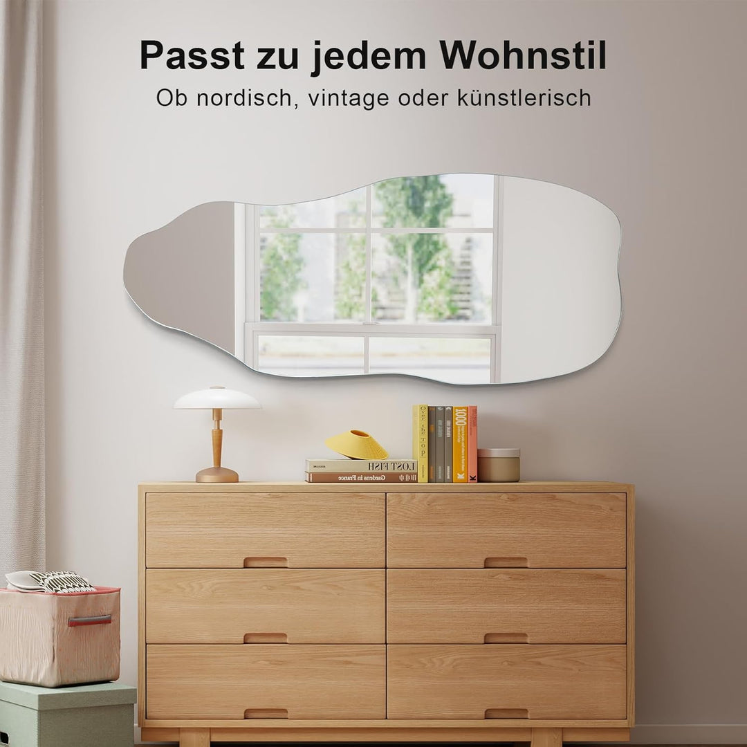 AllRight Asymmetrischer Wandspiegel - Rahmenloser Glas Spiegel in Organischer Asymmetrischer Form, M