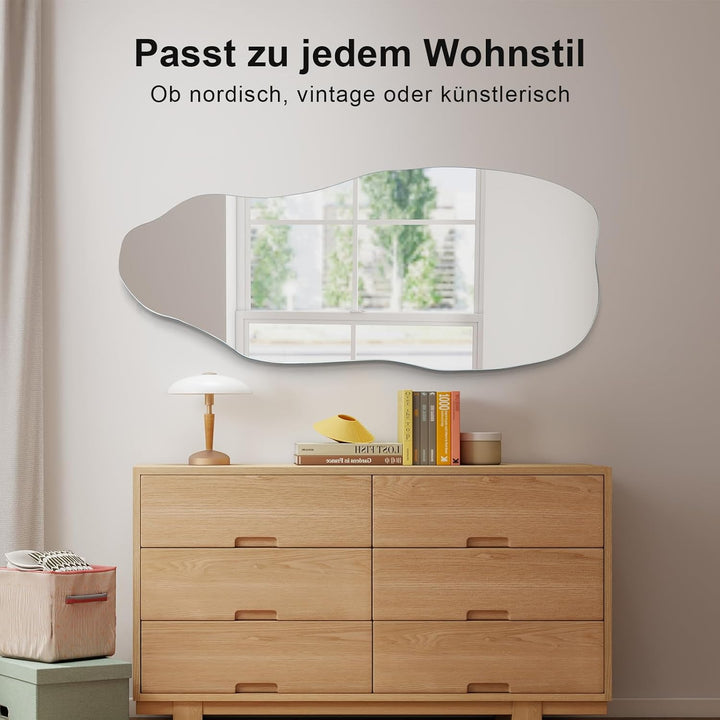 AllRight Asymmetrischer Wandspiegel - Rahmenloser Glas Spiegel in Organischer Asymmetrischer Form, M
