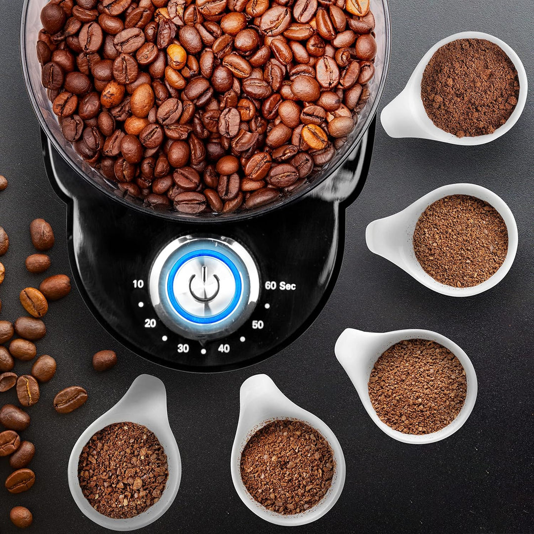 Duronic BG200 Elektrische Kegelmühle, 200 W Kaffeemühle mit Mahlwerk, 200 g Kaffeebohnen, Mahlgrad v