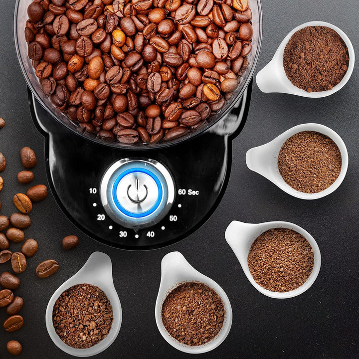Duronic BG200 Elektrische Kegelmühle, 200 W Kaffeemühle mit Mahlwerk, 200 g Kaffeebohnen, Mahlgrad v