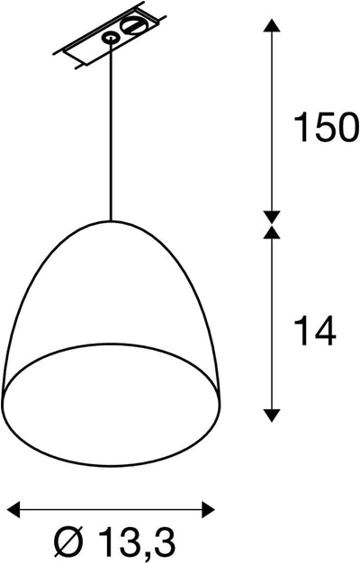 SLV PARA CONE 14, Pendelleuchte Weiss 1-Phasen-Schienensystem Single, Weiss 1-Phasen-Schienensystem