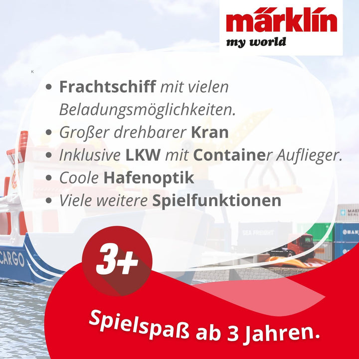 Märklin My World - 72223 Frachtschiff und Hafenkran - Spielset mit beweglichem Kran - realistisches
