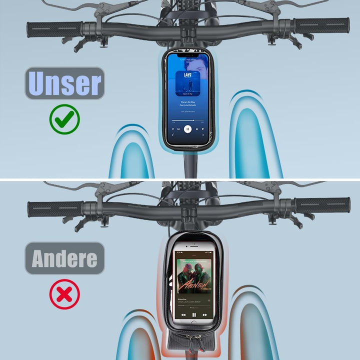 Fahrrad Rahmentasche mit Handytasche, 1L Oberrohrtasche mit Touchscreen für Smartphone bis 7 Zoll, W