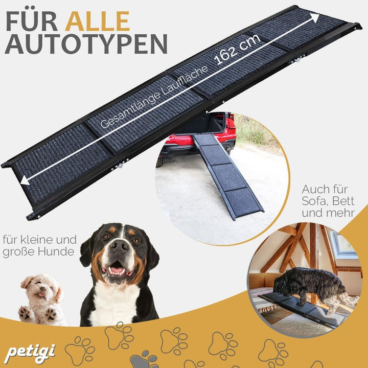Petigi Hunderampe Hundetreppe, Auto Rampe Einstiegshilfe für Hunde Modell 03 - 170 cm, Modell 03 - 1