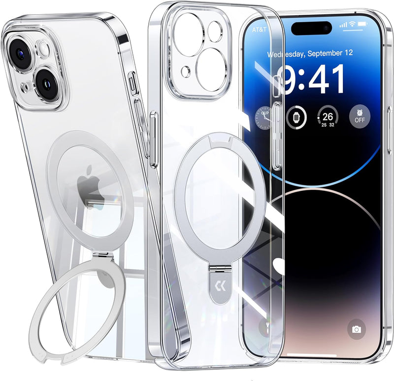 CASEKOO Magic Stand für iPhone 13 Hülle für MagSafe mit Unsichtbarer Ständer Transparent Handyhülle