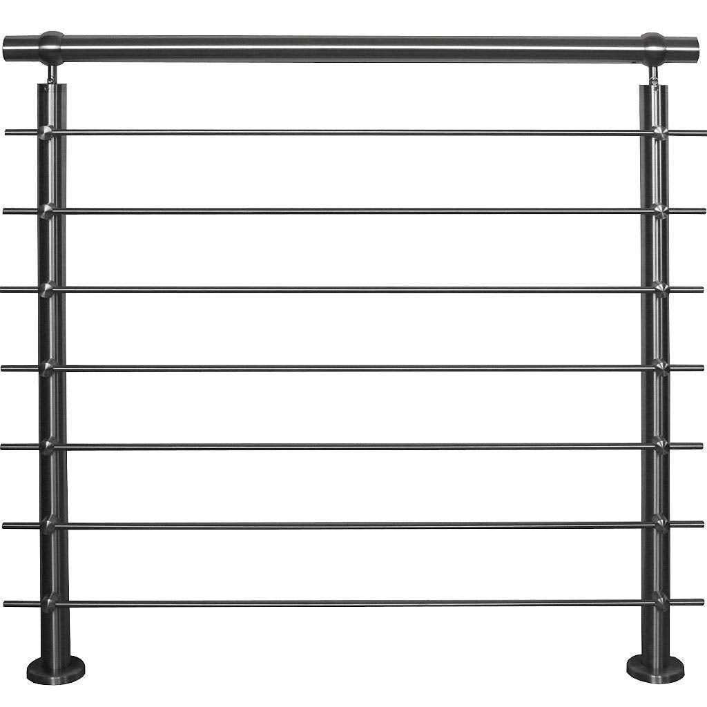 TIBU Edelstahl Geländer V2A für Balkon Terrasse Treppe mit waagerechten Streben, Aufmontage 0,6m-6m