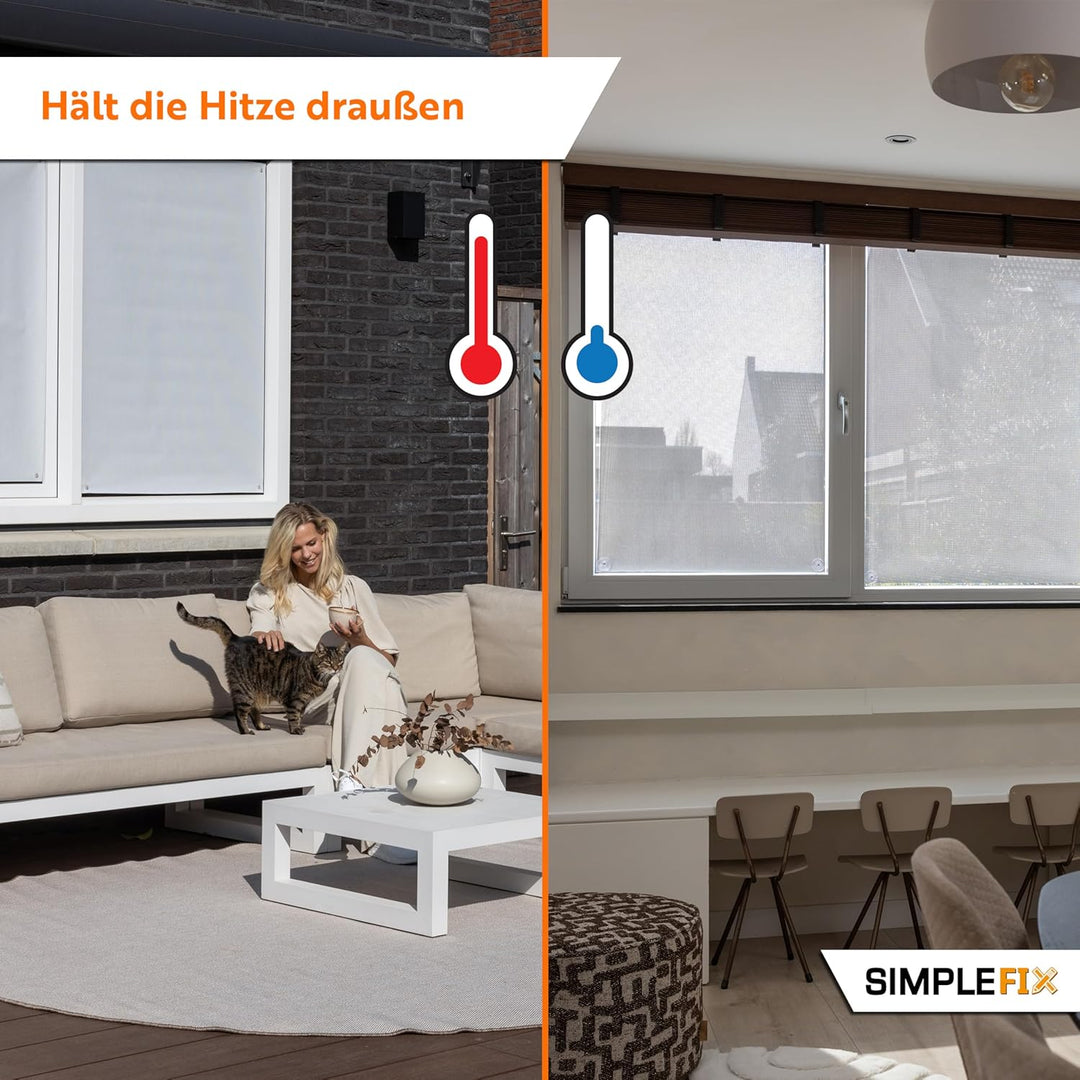 Sonnenschutz Fenster 90x100 cm, Sonnenschirm Innen, Dachfenster Verdunkelung ohne Bohren, Sonnenschu