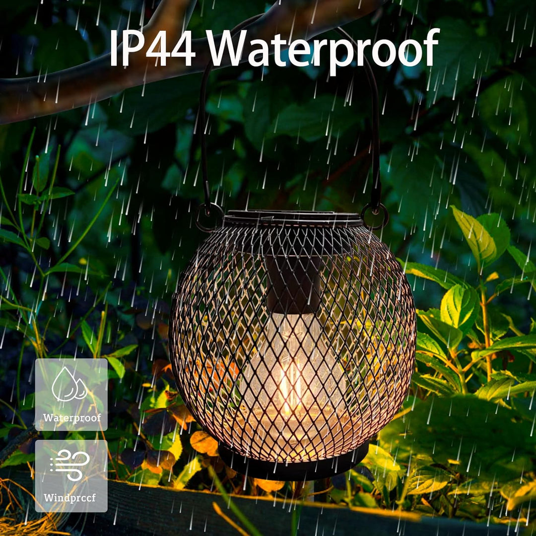 pearlstar Solarlampen für aussen Garten 2er Set Schwarz metall Wasserdichte Solar Leuchten Hänge Gar