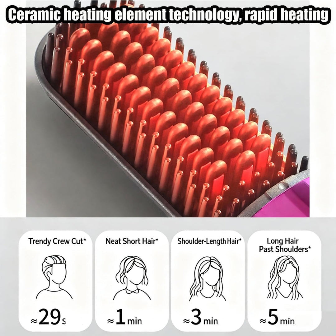 Stylingbürste für Kurze Haare Langes, Glättbürste Kabellos, Haarbürste Elektrisch, 4 Wärmestufen, 16