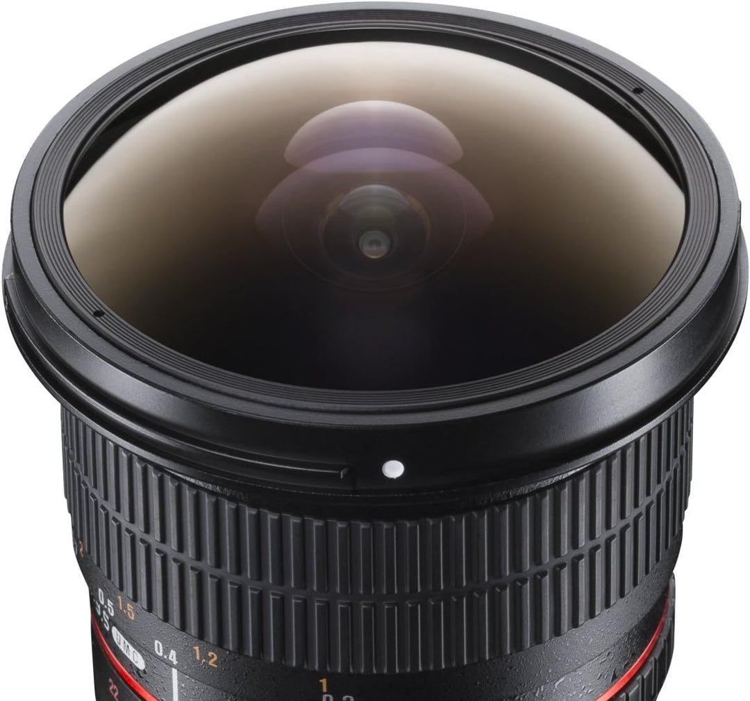 Walimex Pro 8 mm f1:3,5 Festbrennweite manueller Fokus Ultraweitwinkelobjektiv (geeignet für Canon E