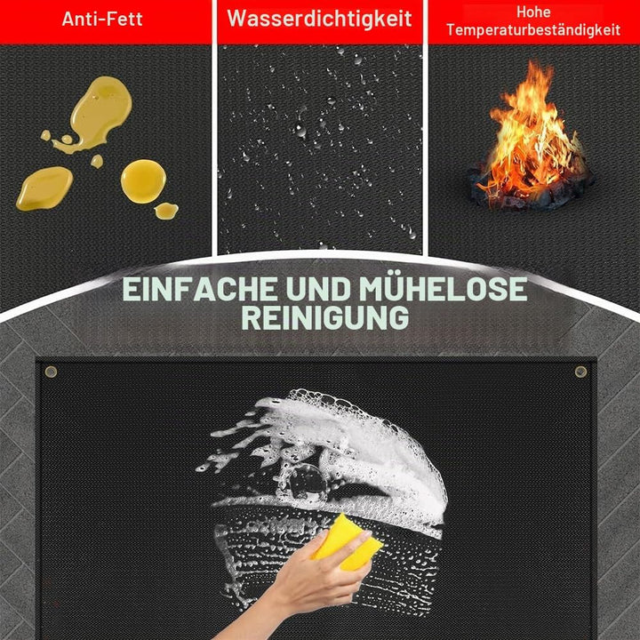 Grillmatte Bodenschutz,Feuerfeste Unterlage 152 * 115cm,Faltbare Grillunterlage mit Löchern und Bode