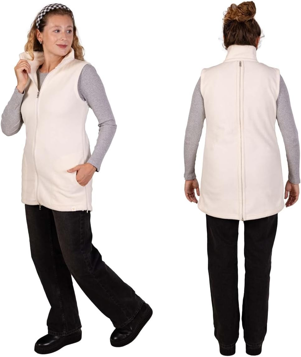Viva la Mama - Trageweste aus Fleece, Winter Zusatzweste für Tragejacken - RERIK S Ecru - Vorn und H