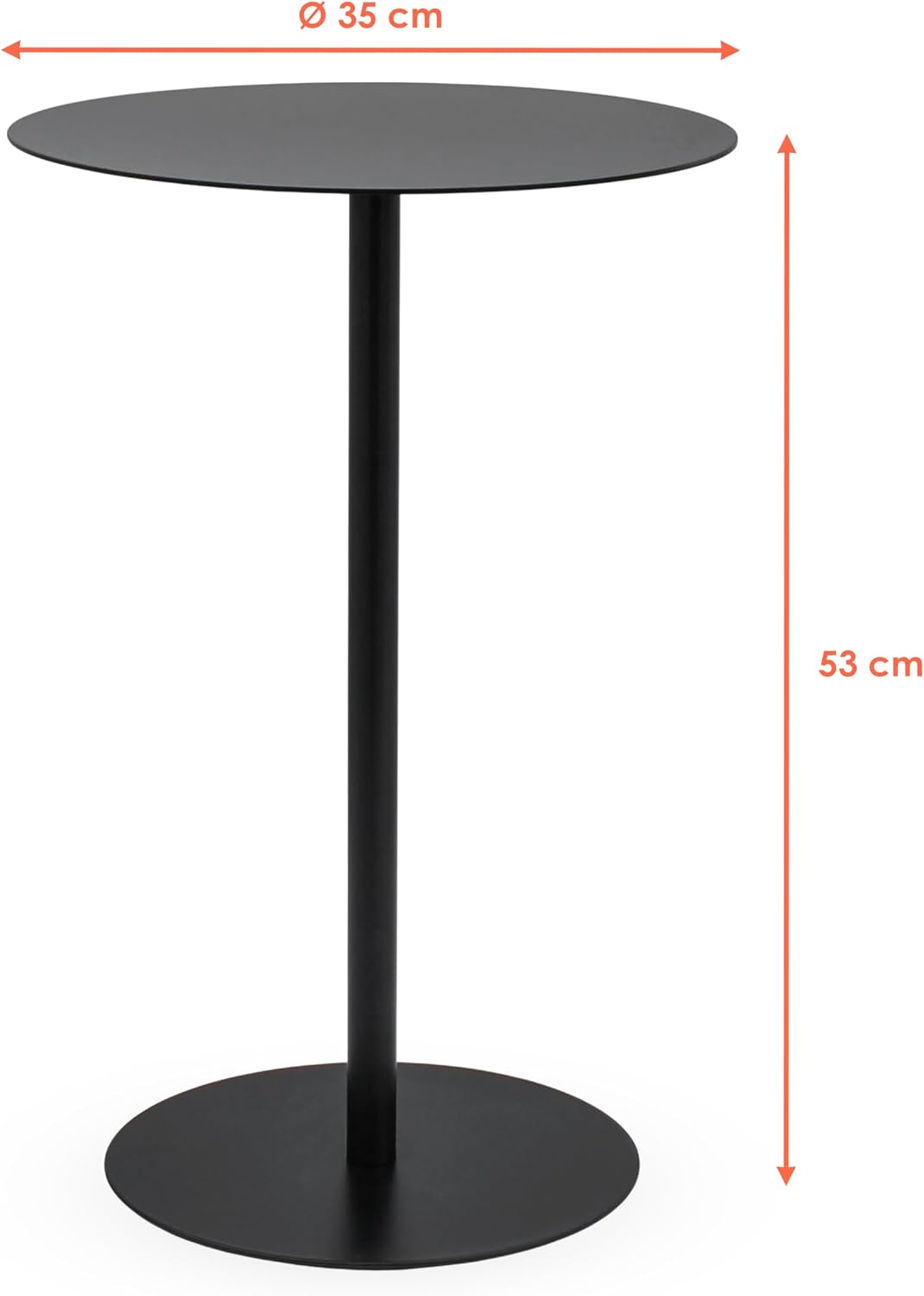 Spetebo Metall Beistelltisch rund schwarz matt - Ø 35 cm - Couchtisch im Bistrotisch Design - Wohnzi