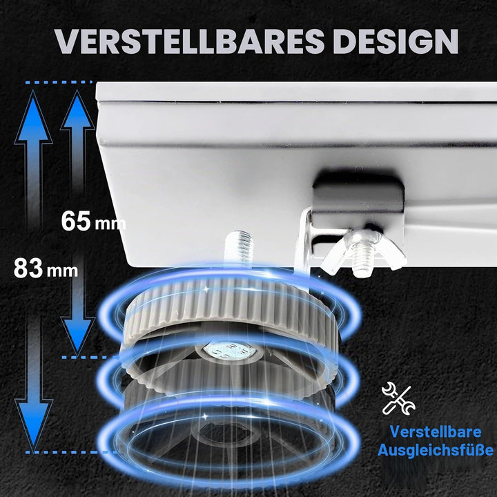 Gugxiom 60 cm Duschrinne, 304 Edelstahl Einsatz Ablaufrinne Dusche Set, 2 in 1 Panels, mit verstellb