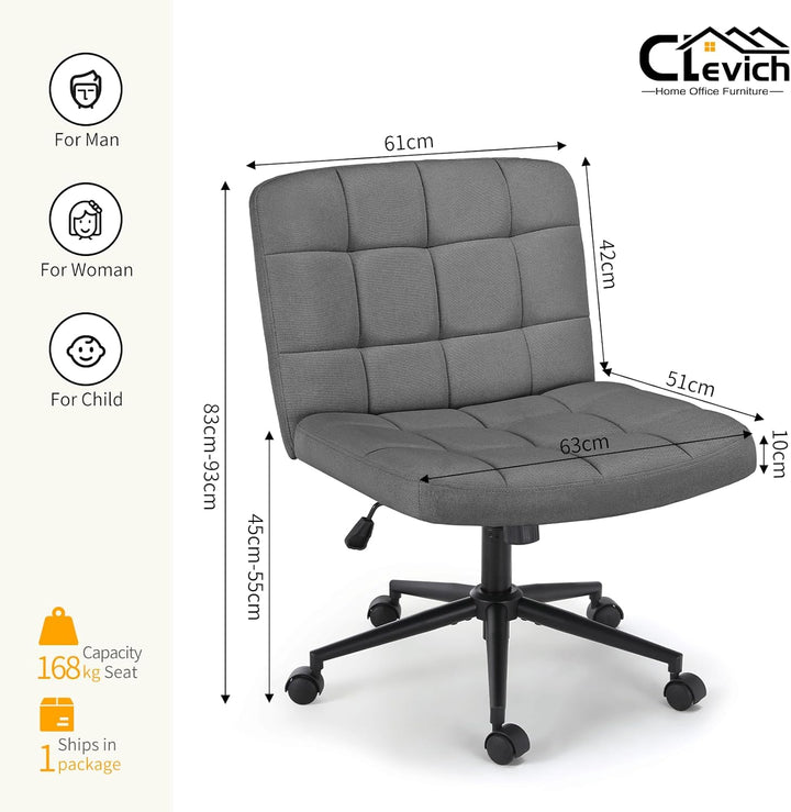 Clevich Bürostuhl Ohne Armlehne, Breiter Schneidersitz Stuhl für Schneidersitz Ergonomischer Höhenve