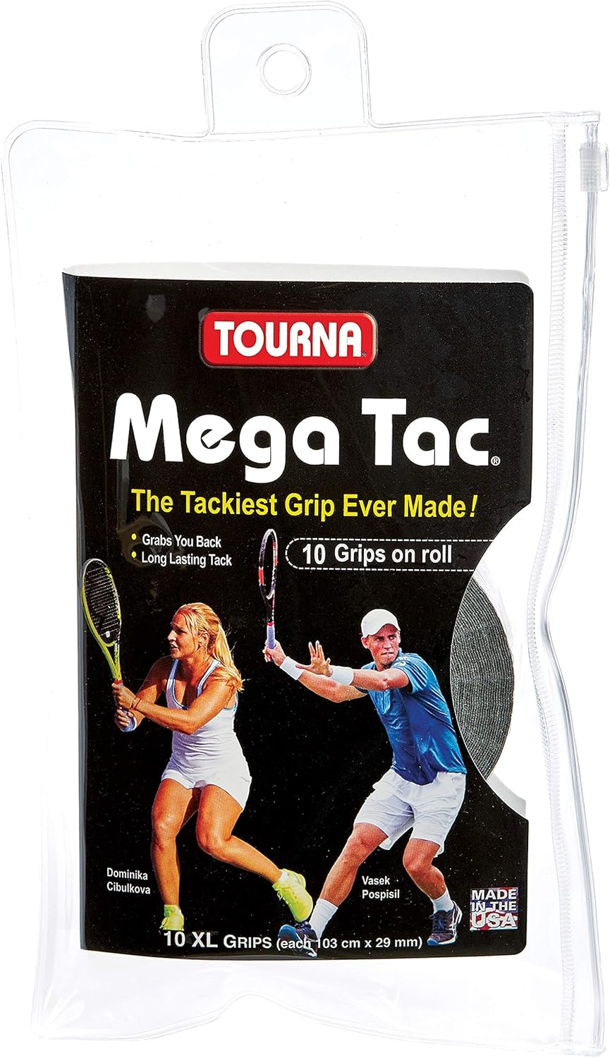 Tourna Mega Tac Extra Tacky Overgrip, 10-Pack 10-Pack Schwarz, 10-Pack Schwarz