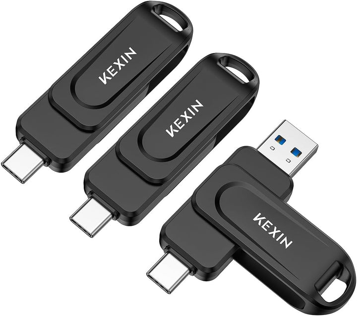 KEXIN USB C Stick 32GB USB 3.0 OTG 3er Pack, bis zu 100 MB/s, Dual-USB Type-C &amp; USB-A Anschlüsse, Sp