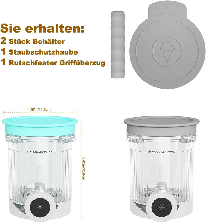 2 Stück Behälter für Ninja CREAMi Swirl, 480ML Eisbehälter für Ninja Eismaschine NC700 & NC701EU Ser