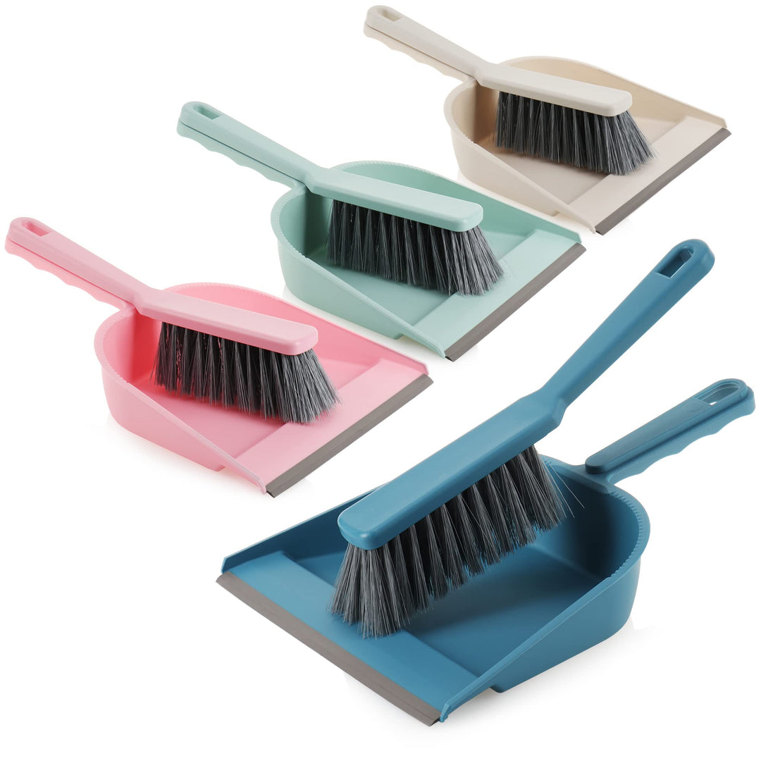 com-four® 4X Kehrgarnitur - Kehrset bestehend aus Handfeger und Kehrschaufel - Handbesen in modernen
