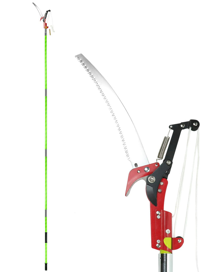 QWORK® 4 m Hochreichbare Hochentaster, Astsäge Baumsäge mit Einstellbare Stiel, Schneidet Sauber und