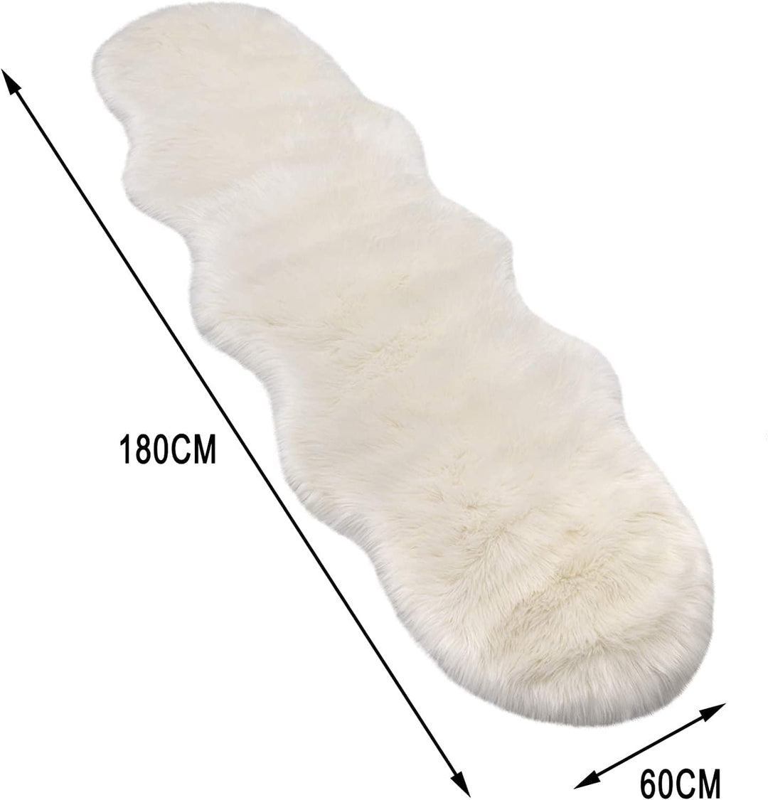 WOLTU Fellteppiche Schaffell, Kunstfell Lammfellimitat Teppich flauschig, 180 x 60cm Weiss, Longhair